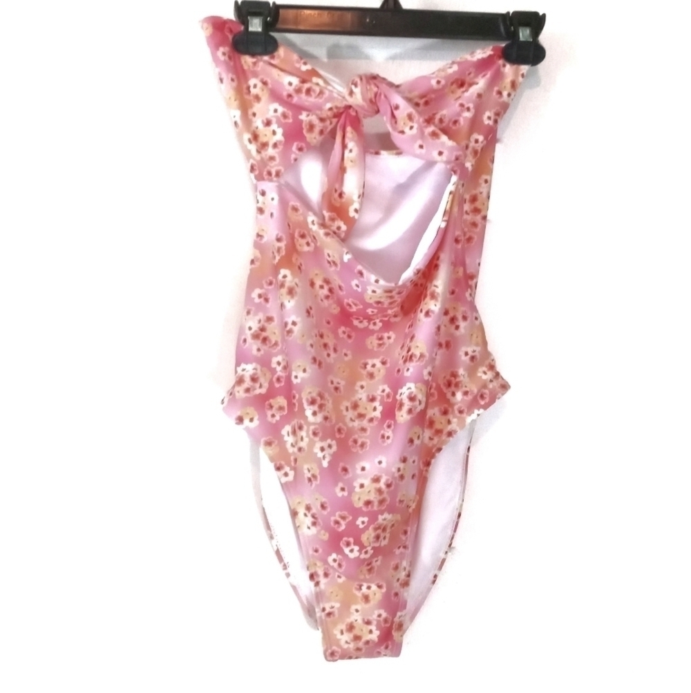 Onia Floral Strapless One Piece Swimsuit